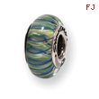 Sterling Silver Reflections Blue/Green Hand-blown Glass Bead