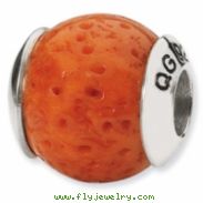 Sterling Silver Reflections Coral Stone Bead