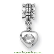 Sterling Silver Reflections Cubic Zirconia Heart Dangle Bead