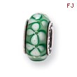 Sterling Silver Reflections Green Floral Hand-blown Glass Bead