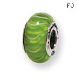 Sterling Silver Reflections Green Hand-blown Glass Bead