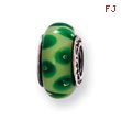 Sterling Silver Reflections Green Hand-blown Glass Bead