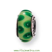 Sterling Silver Reflections Green Hand-blown Glass Bead