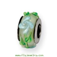 Sterling Silver Reflections Green/Blue Floral Murano Glass Bead