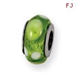 Sterling Silver Reflections Green/White Murano Glass Bead