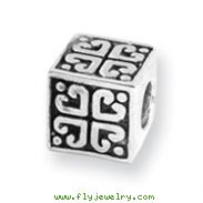 Sterling Silver Reflections Heart Cube Bead