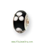 Sterling Silver Reflections Kids Black Murano Glass Bead