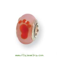 Sterling Silver Reflections Kids Orange Foot Murano Glass Bead