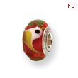 Sterling Silver Reflections Kids Red Bird Murano Glass Bead