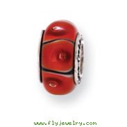 Sterling Silver Reflections Orange Murano Glass Bead