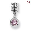 Sterling Silver Reflections Pink Cubic Zirconia Round Dangle Bead