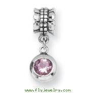 Sterling Silver Reflections Pink Cubic Zirconia Round Dangle Bead