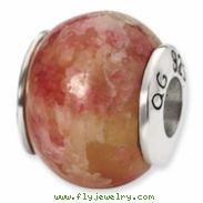 Sterling Silver Reflections Pink Serpentine Stone Bead