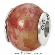 Sterling Silver Reflections Pink Serpentine Stone Bead