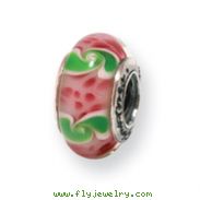 Sterling Silver Reflections Pink/Green Murano Glass Bead