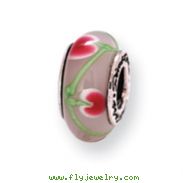 Sterling Silver Reflections Pink/Green Murano Glass Bead