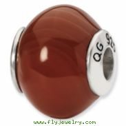 Sterling Silver Reflections Red Brown Agate Stone Bead