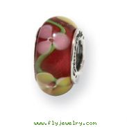 Sterling Silver Reflections Red Floral Murano Glass Bead