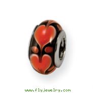 Sterling Silver Reflections Red Heart Murano Glass Bead