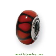 Sterling Silver Reflections Red/Black Murano Glass Bead