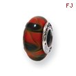 Sterling Silver Reflections Red/Black Murano Glass Bead
