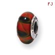 Sterling Silver Reflections Red/Black Murano Glass Bead