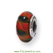 Sterling Silver Reflections Red/Black Murano Glass Bead