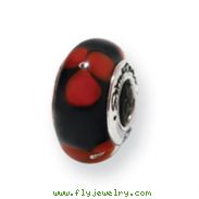 Sterling Silver Reflections Red/Black Murano Glass Bead