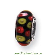 Sterling Silver Reflections Red/Black Murano Glass Bead