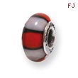 Sterling Silver Reflections Red/White Murano Glass Bead