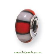 Sterling Silver Reflections Red/White Murano Glass Bead