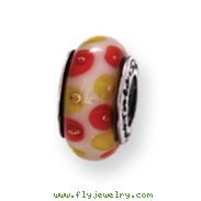 Sterling Silver Reflections Red/White Murano Glass Bead