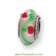 Sterling Silver Reflections White/Pink/Green Hand-blown Glass Bead