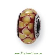 Sterling Silver Reflections Yellow Floral Murano Glass Bead