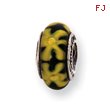 Sterling Silver Reflections Yellow/Black Murano Glass Bead