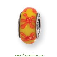 Sterling Silver Reflections Yellow/Orange Murano Glass Bead