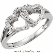 Sterling Silver Ring 06.00 Complete with Stone ROUND VARIOUS Polished .05CTW DIA HEART RING