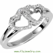 Sterling Silver Ring 07.00 Complete with Stone ROUND VARIOUS Polished .05CTW DIA HEART RING