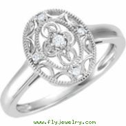 Sterling Silver Ring 07.00 Complete with Stone ROUND VARIOUS Polished .05CTW DIAMOND RING