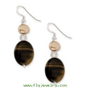 Sterling Silver Rock Quartz/Tiger's Eye/Fresh Water Cultured Pearl Earrings
