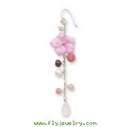 Sterling Silver Rose, Cherry Quartz, Freshwater Cultured & Mother Of Pearl Earrings