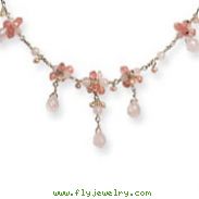 Sterling Silver Rose Crystal & Freshwater Cultured Pink Pear Necklace