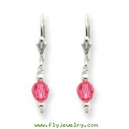 Sterling Silver Rose Crystal Leverback Earrings