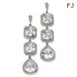 Sterling Silver Rose-cut CZ Dangle Post Earrings