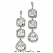 Sterling Silver Rose-cut CZ Dangle Post Earrings