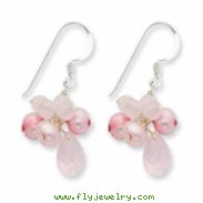 Sterling Silver Rose Quartz/Pink Cultured Pearl Earrings