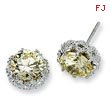 Sterling Silver Round Canary CZ Post Earrings