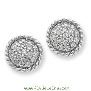 Sterling Silver Round CZ Post Earrings