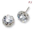 Sterling Silver Round CZ Post Earrings