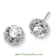 Sterling Silver Round CZ Post Earrings